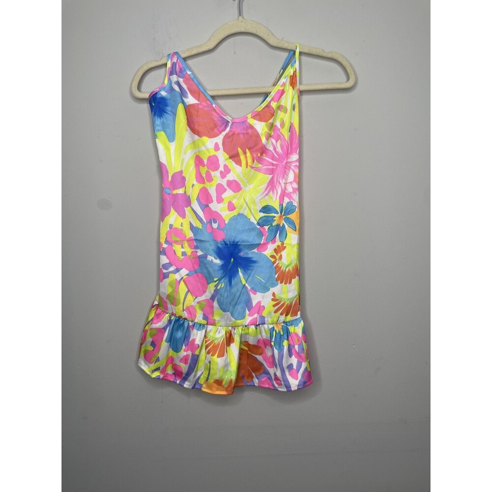 Beach Bunny Cover Up Womens Small Aliya Mini Dress Floral Swim Tropical Neon